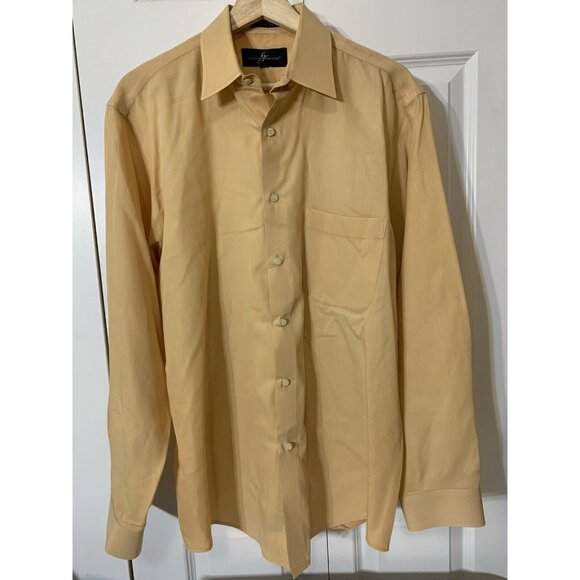 Giorgio Brutini Sz 16 34/35 Men‎ Ecru Yellow Long Sleeve Pocket Button Shirt - Picture 6 of 7